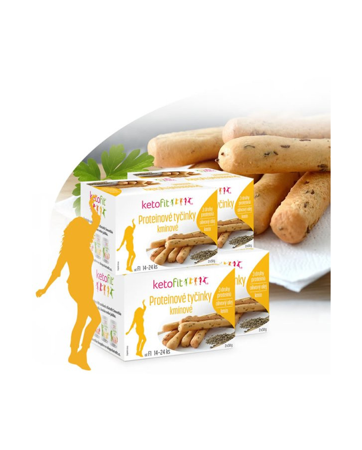 3+1 ZDARMA Slané proteinové Keto tyčinky s kmínem 400 g | Ketofit ...